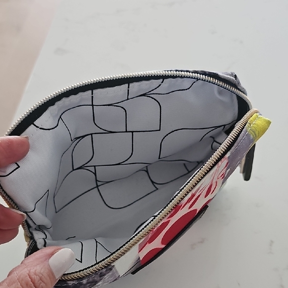 Yellow and Blue Cosmetic Bag with Artistic Design - Picture 2 of 5